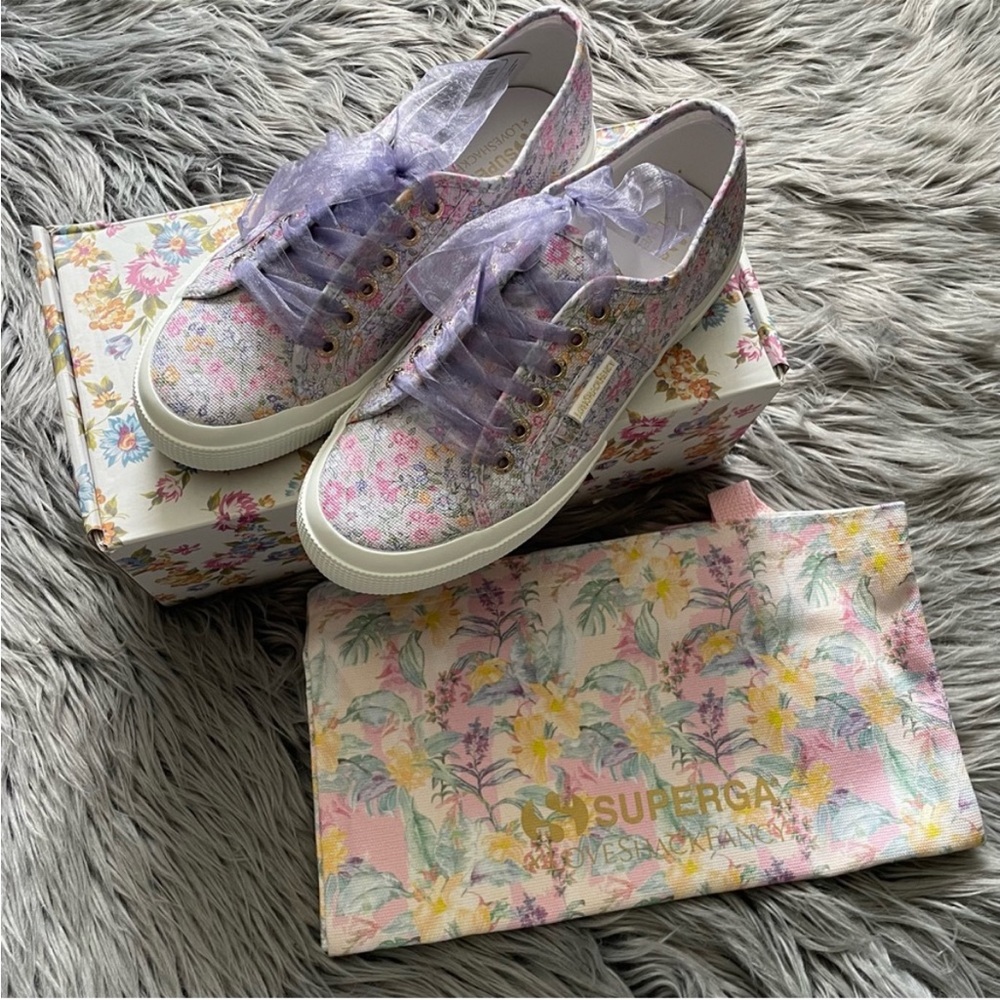 LOVESHACKFANCY NIB x SUPERGA sneaker in lavender blooms